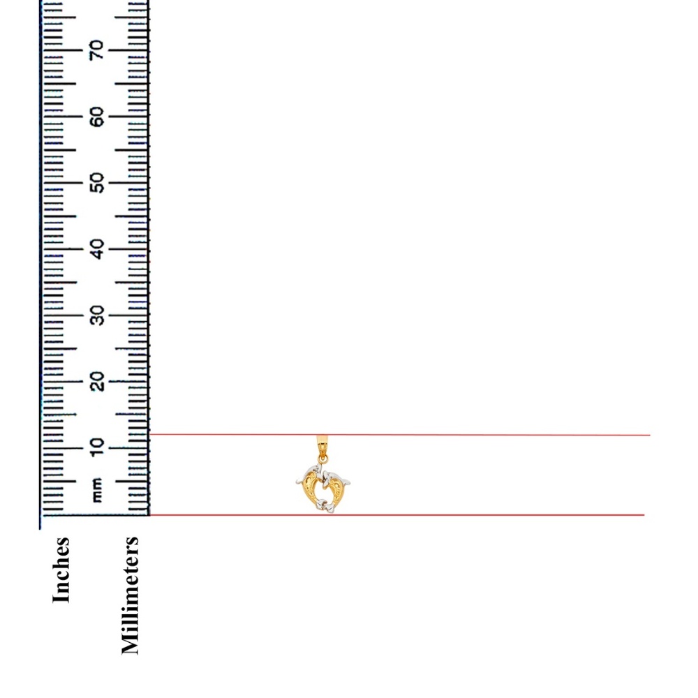14K Two Tone Dolphin Pendant - Picture 3 of 3